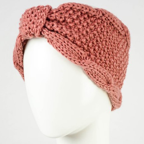 Rose Rolled Bow Knit Head Wrap - Picture 2 of 3